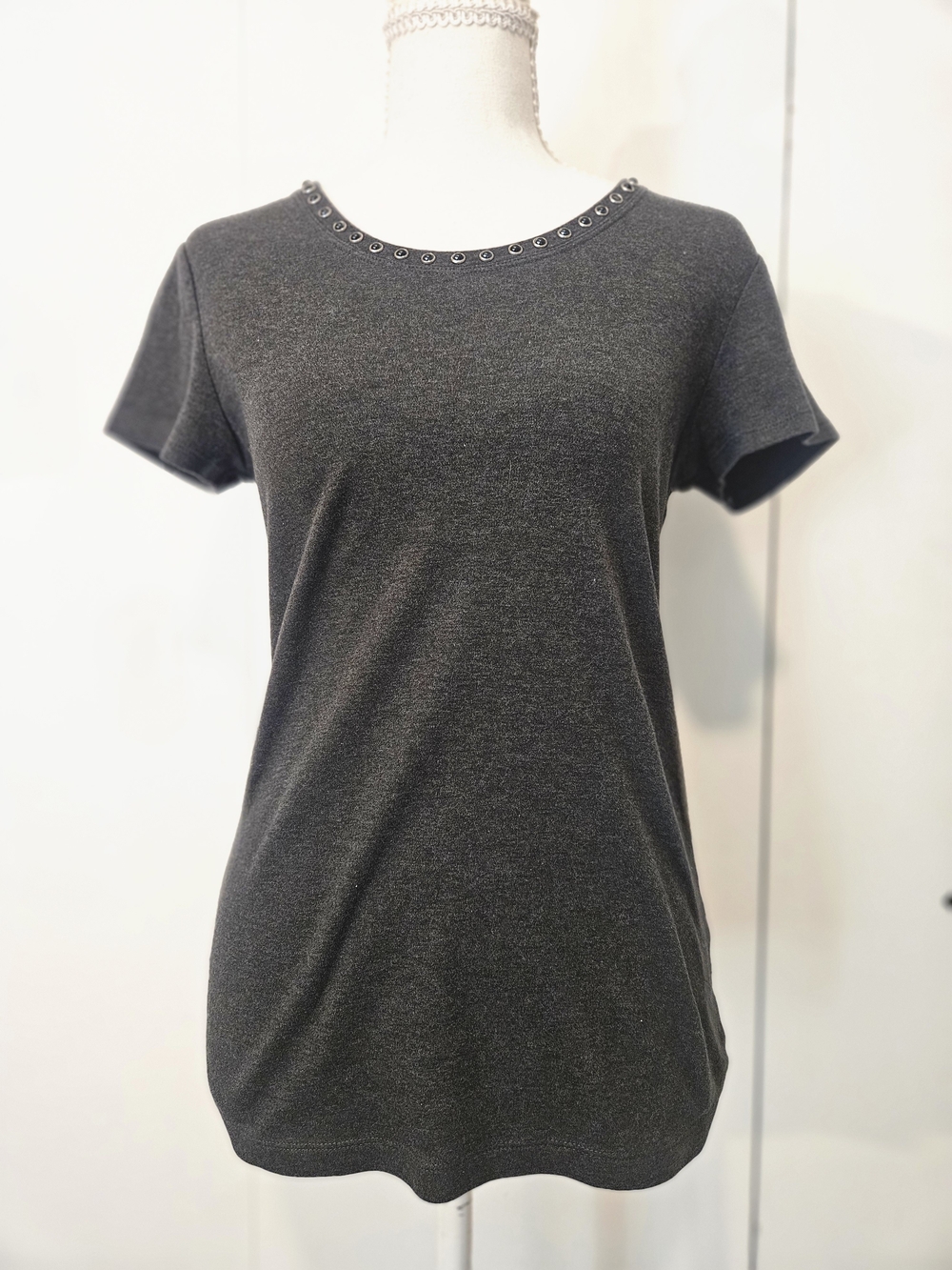 Pima Cotton Organic Cotton Banana Republic Charcoal Short-Sleeve Crewneck